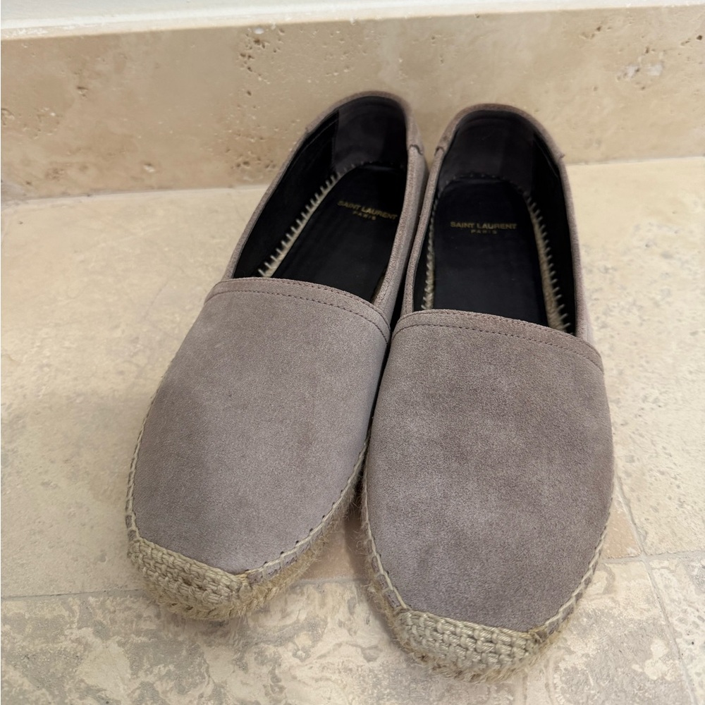 Saint Laurent Taupe Suede Loafers
